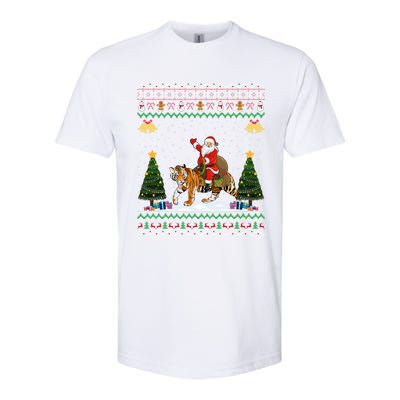 Tiger Ugly Xmas Gift Funny Santa Riding Tiger Christmas Gift Softstyle CVC T-Shirt