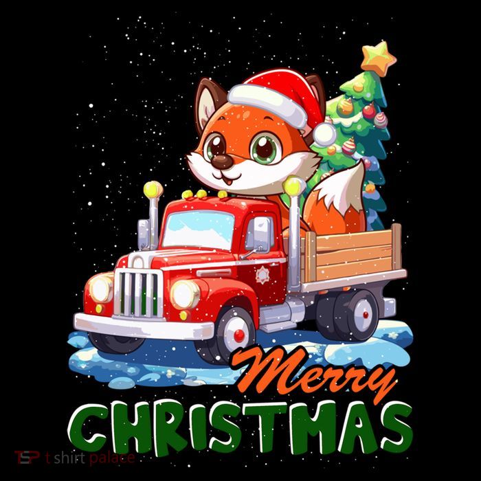 Truck Ugly Xmas Fox Merry Christmas Tree Lights Drawstring Bag