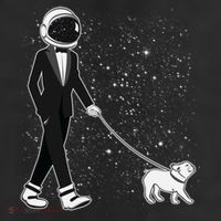 Tuxedo Astronaut Walking Dog 7 Panel Mesh Trucker Snapback Hat