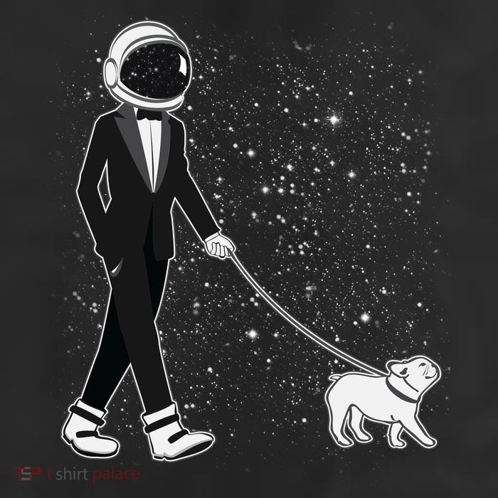 Tuxedo Astronaut Walking Dog 7 Panel Mesh Trucker Snapback Hat