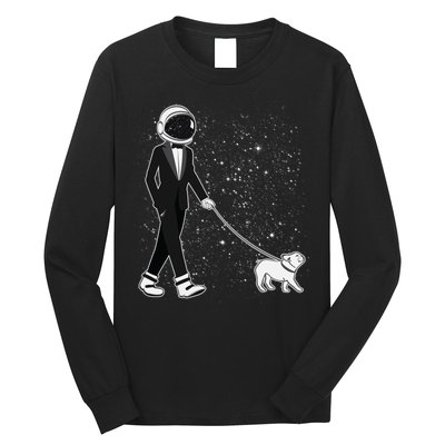 Tuxedo Astronaut Walking Dog Long Sleeve Shirt