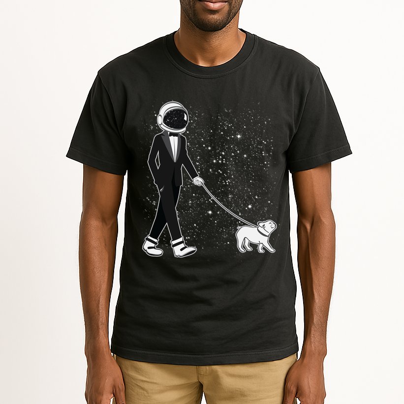 Tuxedo Astronaut Walking Dog Tall T-Shirt