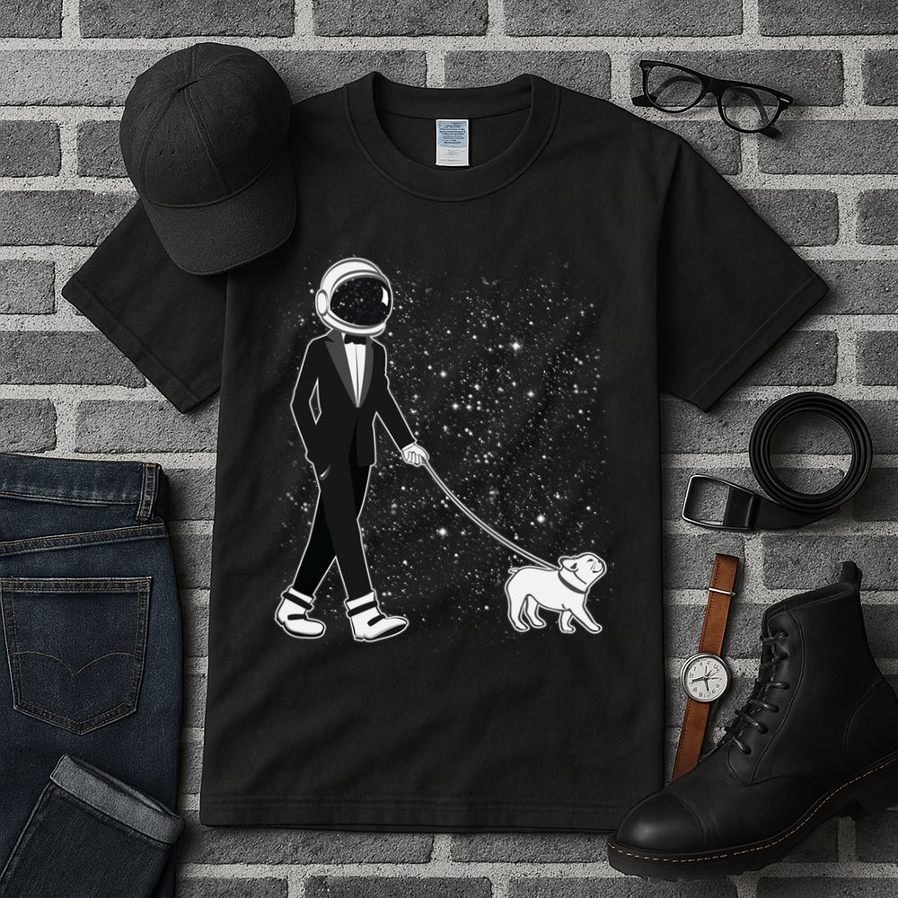 Tuxedo Astronaut Walking Dog Tall T-Shirt