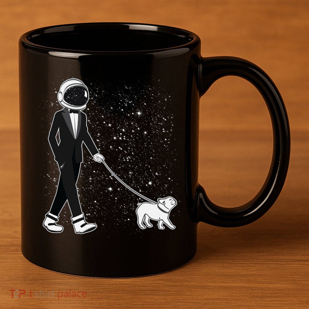Tuxedo Astronaut Walking Dog 11oz C Handle Ceramic Mug