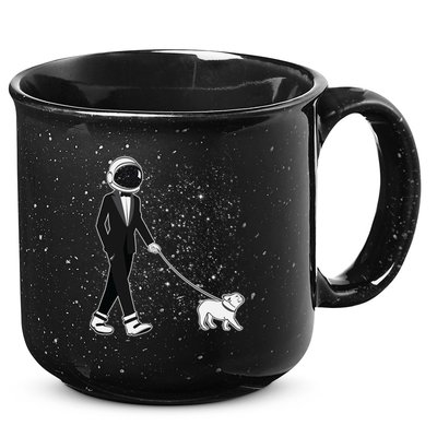 Tuxedo Astronaut Walking Dog 15oz Campfire Ceramic Mug
