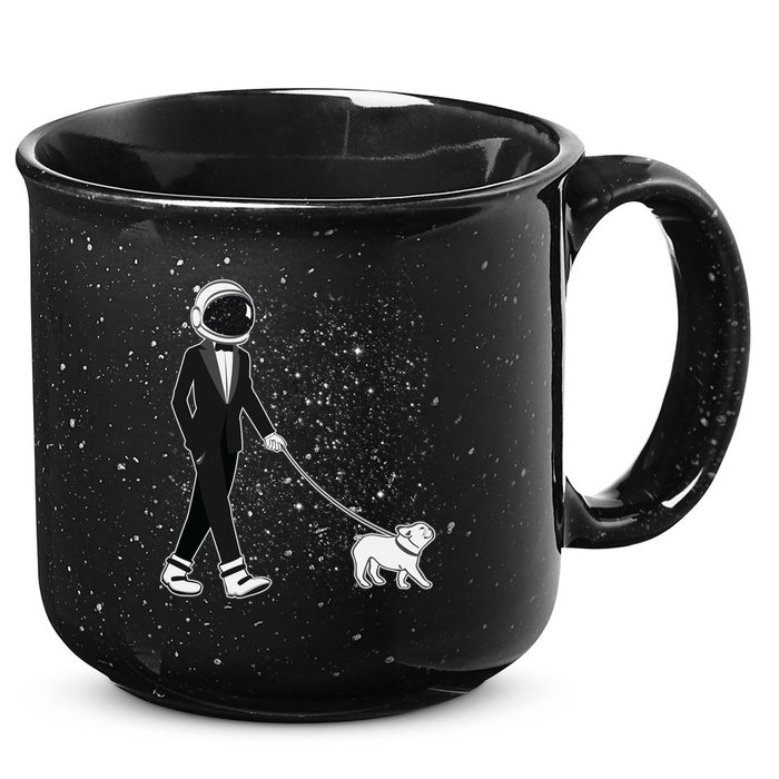 Tuxedo Astronaut Walking Dog 15oz Campfire Ceramic Mug