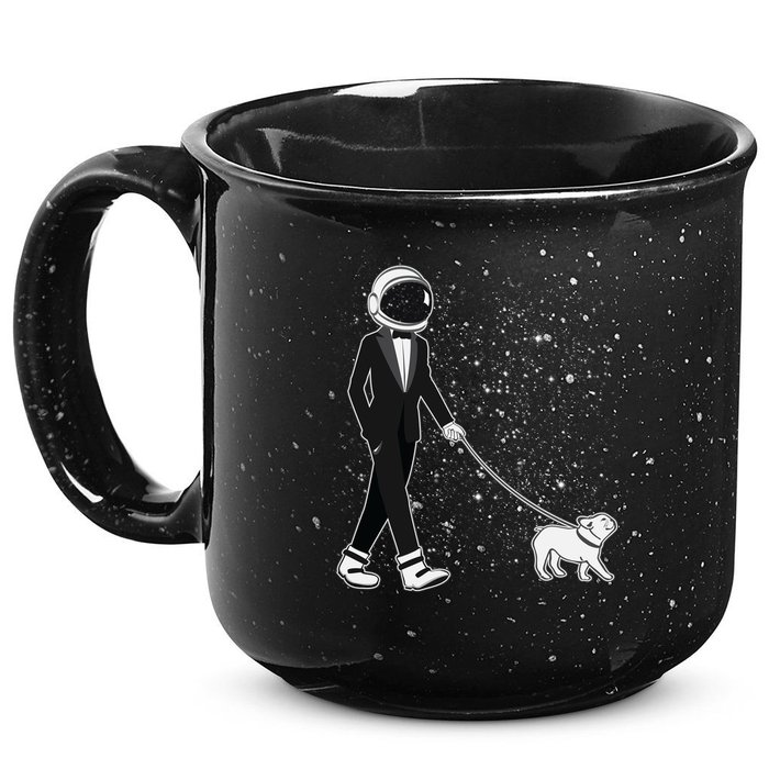 Tuxedo Astronaut Walking Dog 15oz Campfire Ceramic Mug