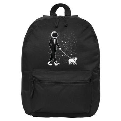 Tuxedo Astronaut Walking Dog 16 in Basic Backpack