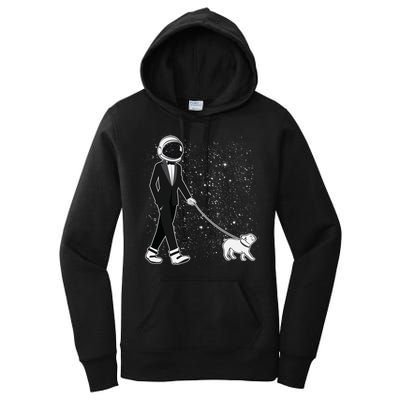 Tuxedo Astronaut Walking Dog Women's Pullover Hoodie