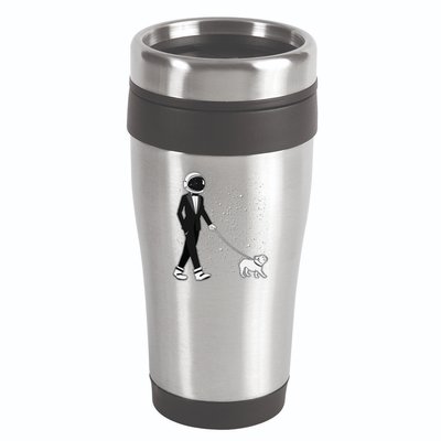 Tuxedo Astronaut Walking Dog 16oz Travel Tumbler