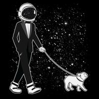 Tuxedo Astronaut Walking Dog 16oz Travel Tumbler