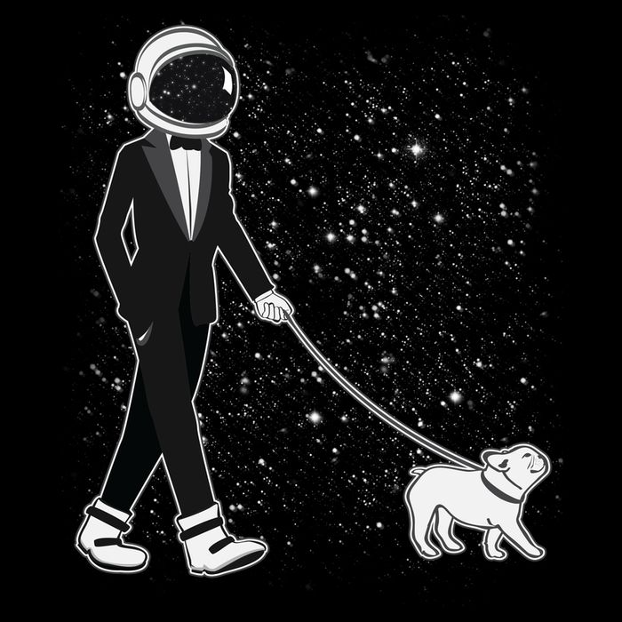 Tuxedo Astronaut Walking Dog 16oz Travel Tumbler