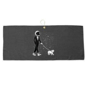 Tuxedo Astronaut Walking Dog Large Microfiber Waffle Golf Towel