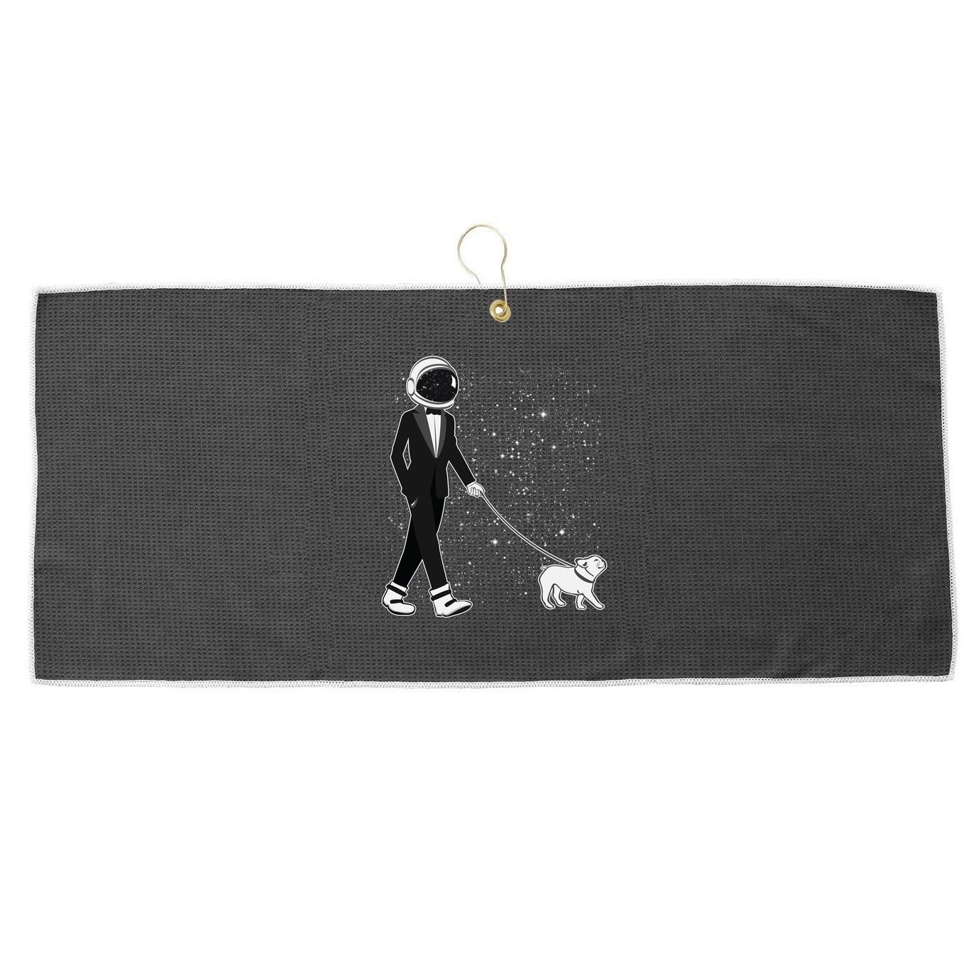 Tuxedo Astronaut Walking Dog Large Microfiber Waffle Golf Towel