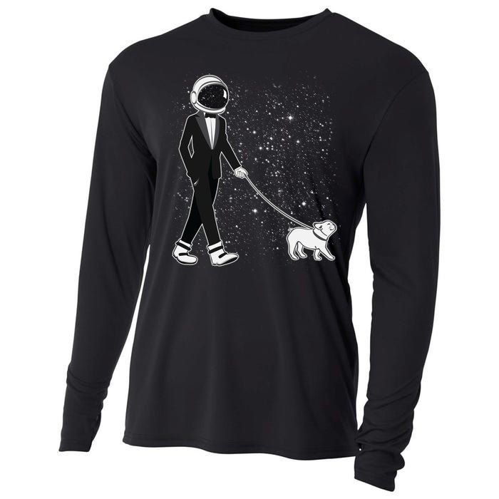 Tuxedo Astronaut Walking Dog Cooling Performance Long Sleeve Crew