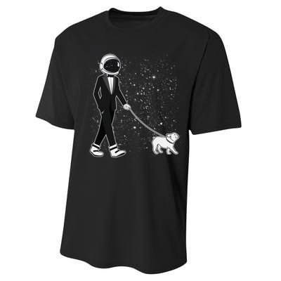 Tuxedo Astronaut Walking Dog Performance Sprint T-Shirt