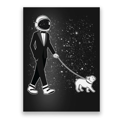 Tuxedo Astronaut Walking Dog Poster