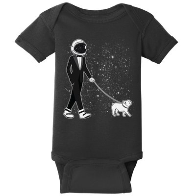 Tuxedo Astronaut Walking Dog Baby Bodysuit