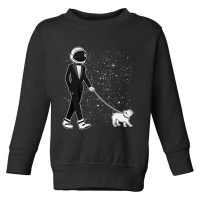 Tuxedo Astronaut Walking Dog Toddler Sweatshirt