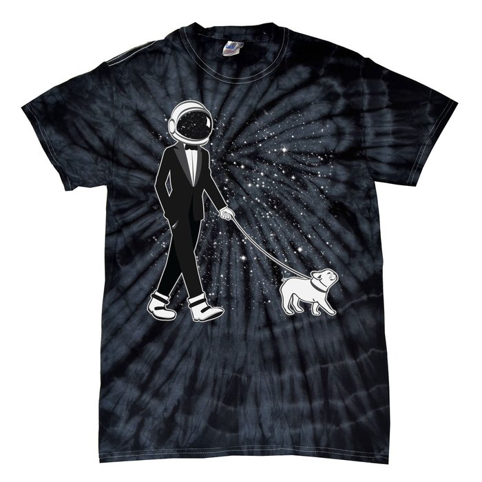 Tuxedo Astronaut Walking Dog Tie-Dye T-Shirt