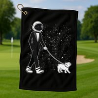 Tuxedo Astronaut Walking Dog Golf Towel