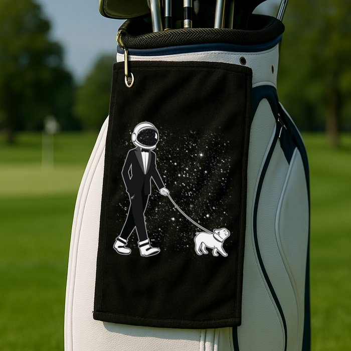 Tuxedo Astronaut Walking Dog Golf Towel