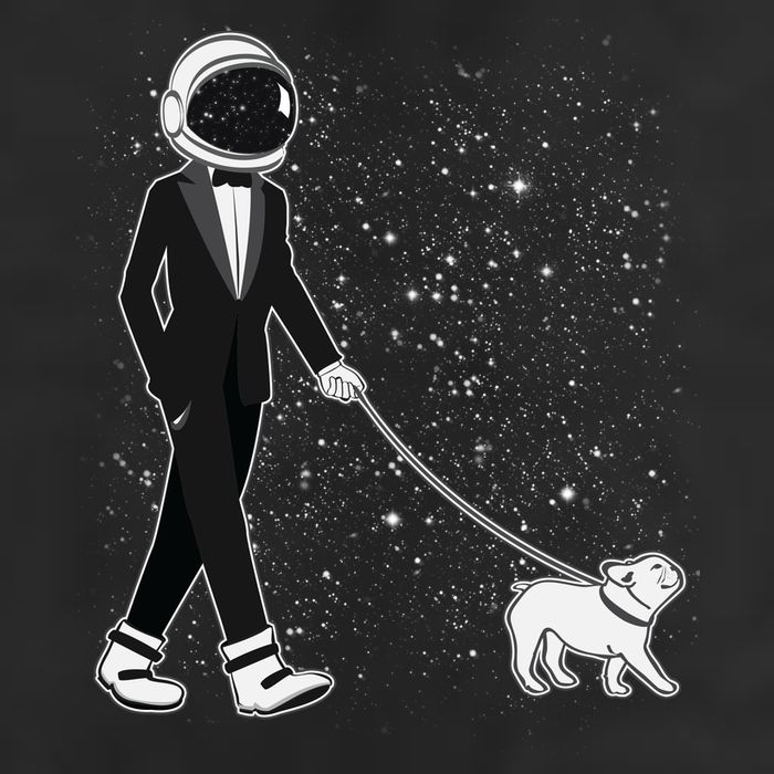 Tuxedo Astronaut Walking Dog Golf Towel