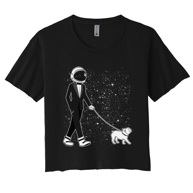 Tuxedo Astronaut Walking Dog Crop Top