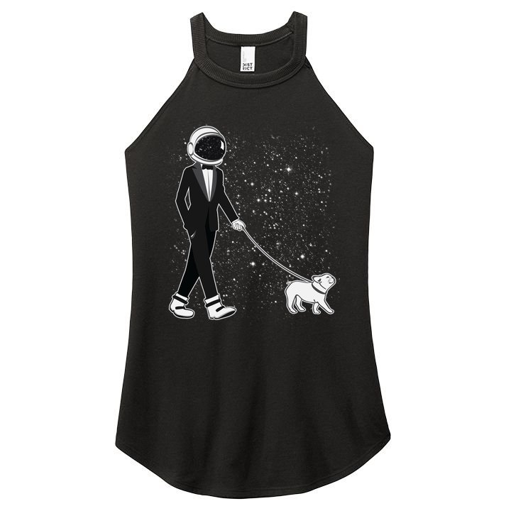Tuxedo Astronaut Walking Dog Women's Perfect Tri Rocker Tank
