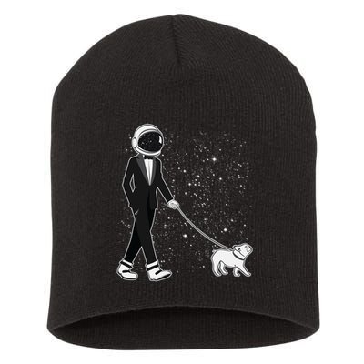 Tuxedo Astronaut Walking Dog Short Acrylic Beanie
