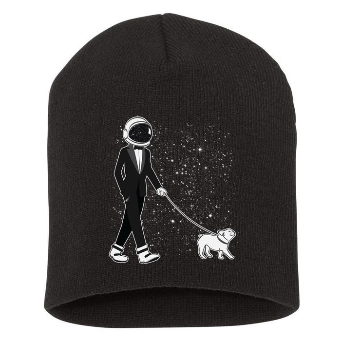 Tuxedo Astronaut Walking Dog Short Acrylic Beanie