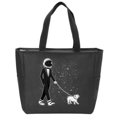 Tuxedo Astronaut Walking Dog Zip Tote Bag