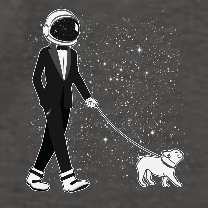 Tuxedo Astronaut Walking Dog Vector Backpack