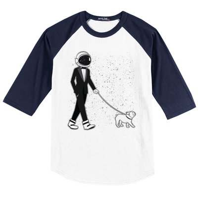 Tuxedo Astronaut Walking Dog Baseball Sleeve Shirt