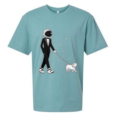Tuxedo Astronaut Walking Dog Sueded Cloud Jersey T-Shirt