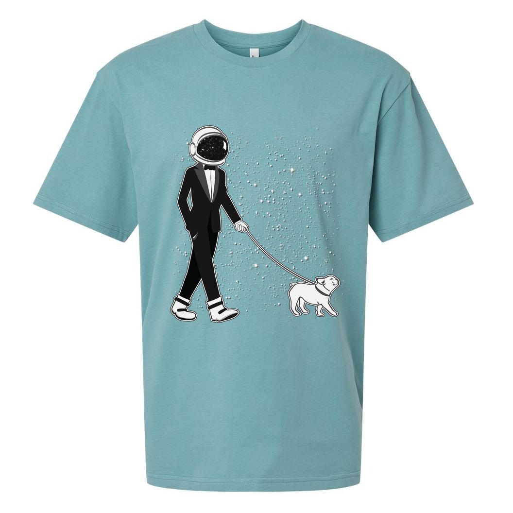 Tuxedo Astronaut Walking Dog Sueded Cloud Jersey T-Shirt