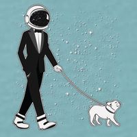 Tuxedo Astronaut Walking Dog Sueded Cloud Jersey T-Shirt