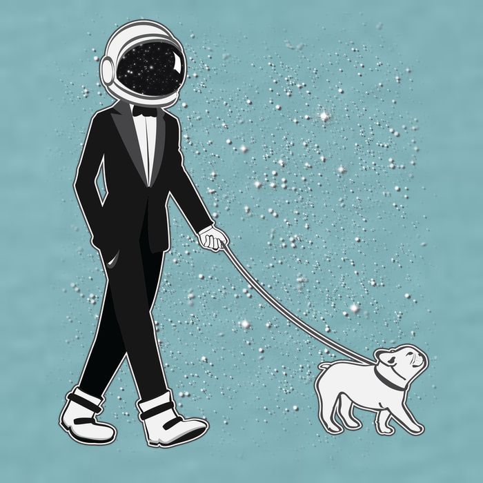 Tuxedo Astronaut Walking Dog Sueded Cloud Jersey T-Shirt