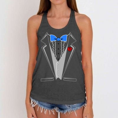 Tuxedo Suit Bachelor Party Women's Knotted Racerback Tank