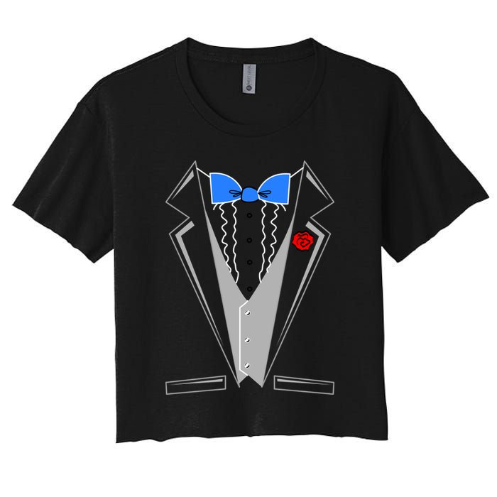 Tuxedo Suit Bachelor Party Women's Crop Top Tee