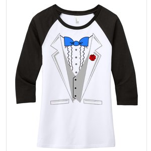 Tuxedo Suit Bachelor Party Women's Tri-Blend 3/4-Sleeve Raglan Shirt