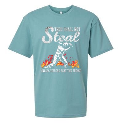 ThouShallNotSteal Unless You Can Beat The Throw Baseball Gift Sueded Cloud Jersey T-Shirt