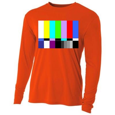 TV Colors Bars Organic Screen Retro Cooling Performance Long Sleeve Crew