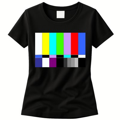 TV Colors Bars Organic Screen Retro Womens T-Shirt