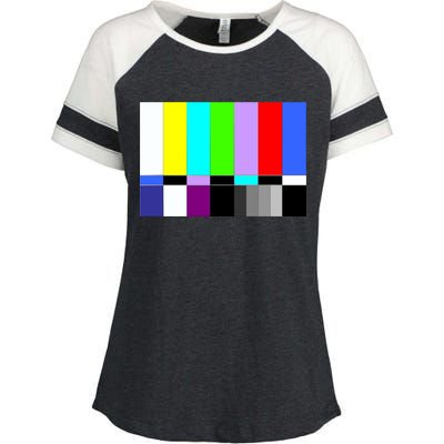 TV Colors Bars Organic Screen Retro Enza Ladies Jersey Colorblock Tee