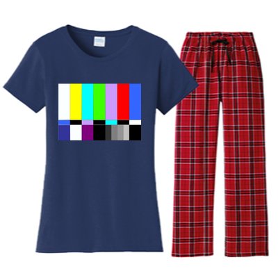 TV Colors Bars Organic Screen Retro Women's Flannel Pajama Set