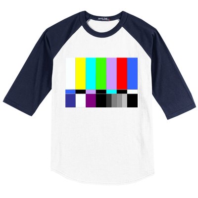 TV Colors Bars Organic Screen Retro Baseball Sleeve Shirt