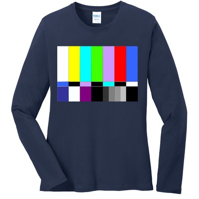 TV Colors Bars Organic Screen Retro Ladies Long Sleeve Shirt