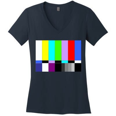 TV Colors Bars Organic Screen Retro Women's V-Neck T-Shirt