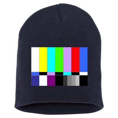 TV Colors Bars Organic Screen Retro Short Acrylic Beanie